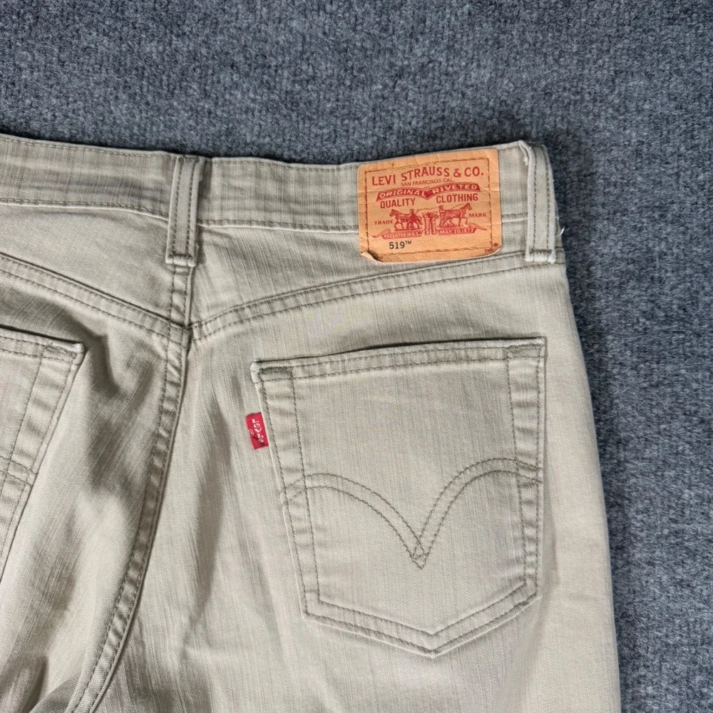 Levis 519 Low Flare Jeans Tan Khaki Stretch Denim Pants Size 7JR S Womens Y2K